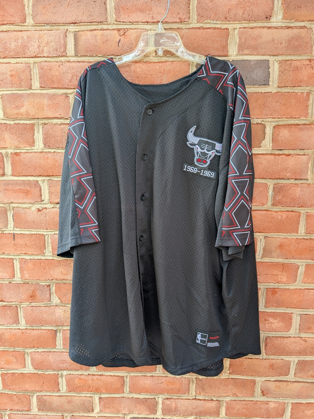 Mitchell & Ness Chicago Bulls Black Mesh Button-Up Jersey Shirt